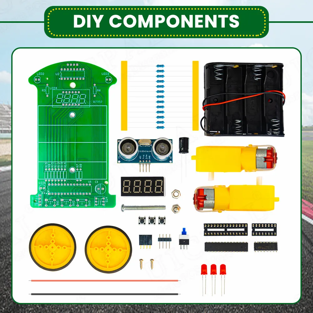 مجموعة إلكترونية للسيارة لتجنب العوائق بالموجات فوق الصوتية ذاتية الصنع، برمجة شاشة LED، مجموعة أدوات ممارسة لحام السيارة الذكية