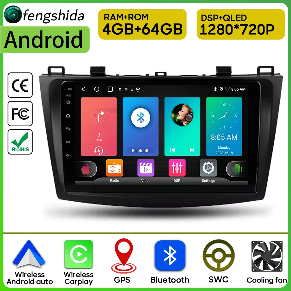 

Car Radio Carplay For Mazda 3 II For Mazda3 BL 2009 - 2013 Navigation GPS Android Auto Stereo Multimedia Player 4G Wifi No 2din