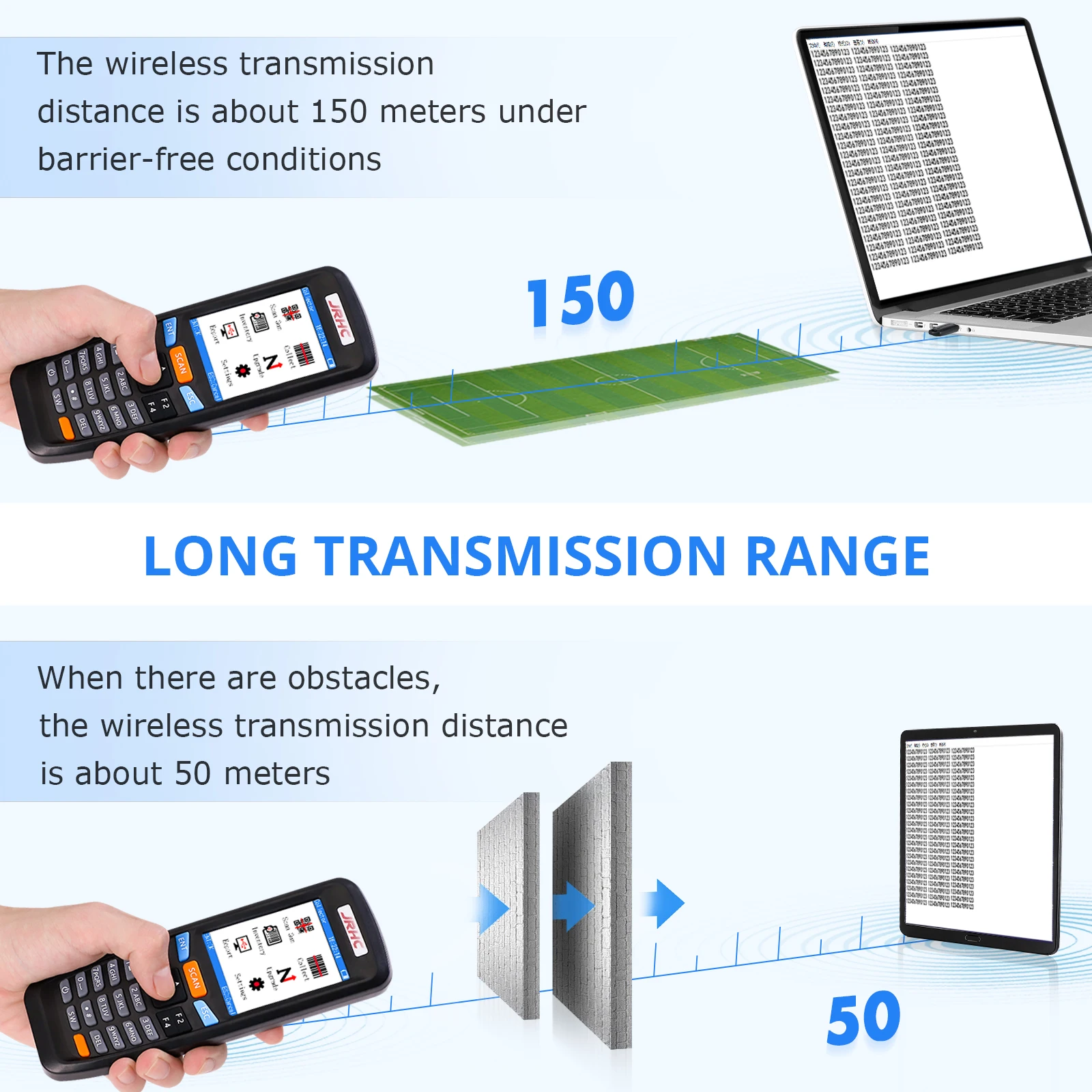 Jooytec 1D láser 2D escáner de código de barras inalámbrico Terminal colector de datos portátil para inventario almacén stock