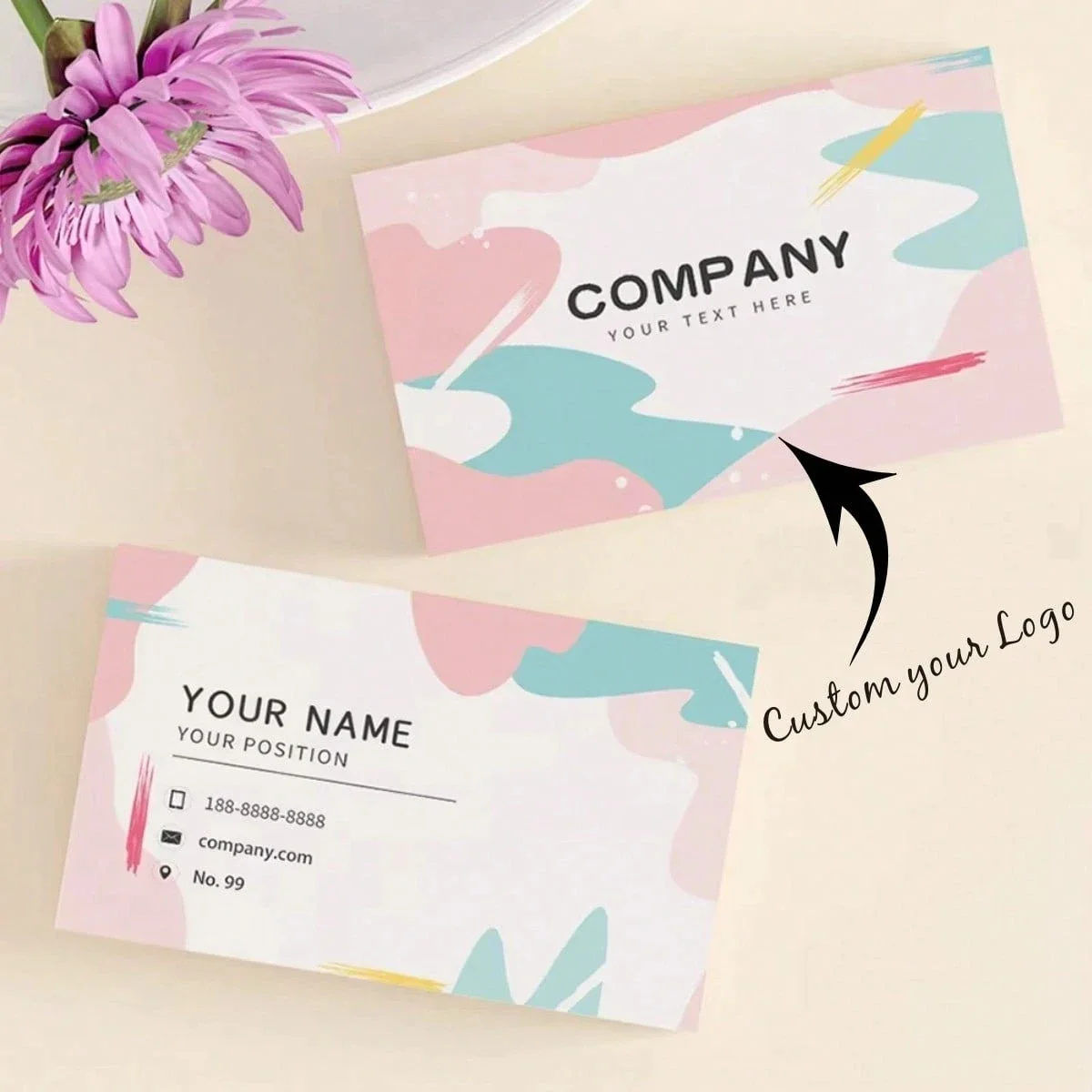 60 قطعة من بطاقات العمل المخصصة - بطاقات شخصية مع شعار مخصص ونص تسليم سريع في جميع أنحاء العالم #1