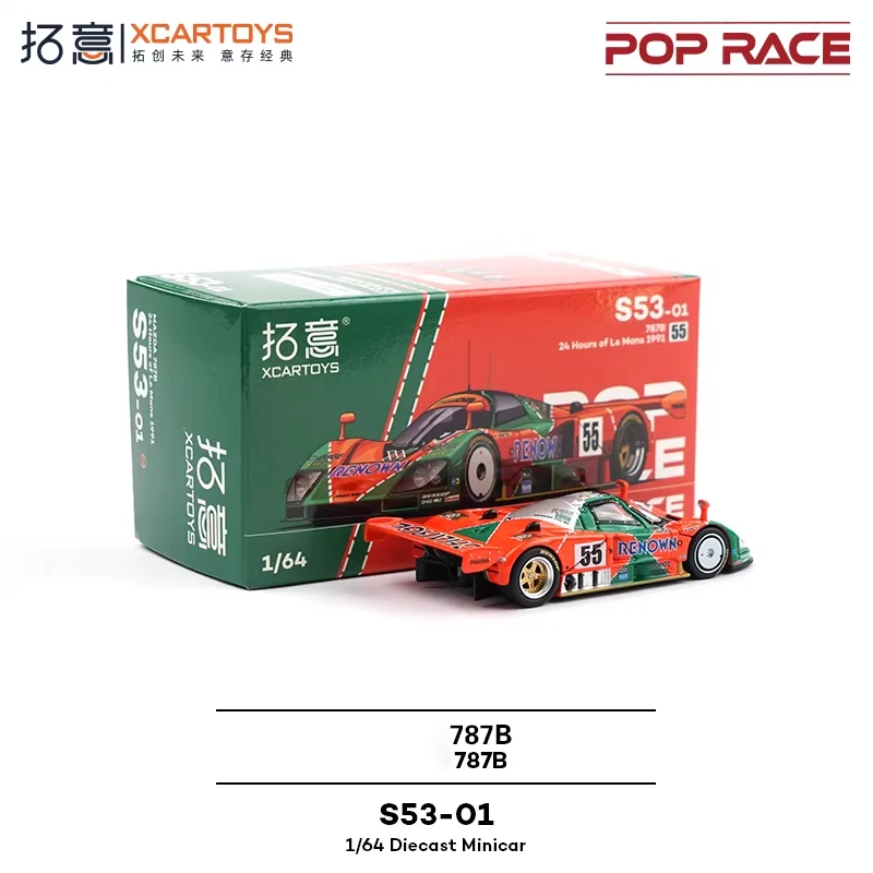 Xcartoys x Pop Race 1:64 787B 1991 Le Mans orange green Diecast Model Car