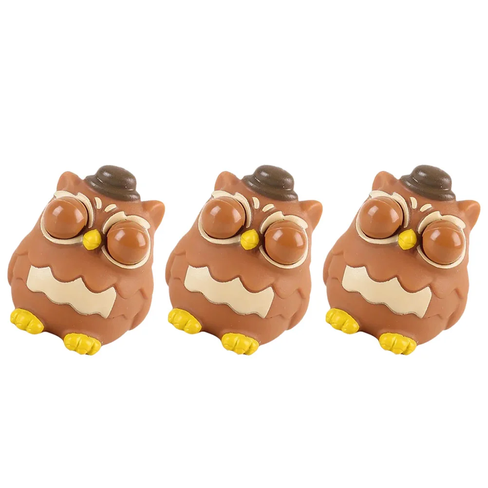 3 Pcs Kids Toys Pinch Music Squeeze Owl Stretchy Gift Cute Brown Funny Sensory Child