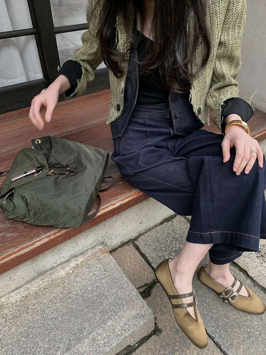 

High Waist Wide Leg Denim Jeans Women's Slimming Nine Points ASM ANNA Cusized Weave Four Directional Elastic Cotton Stretch