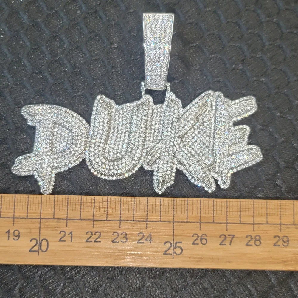 Customized Full Diamonds Cursive Name Pendant Personalized 925 Silver Moissanite Chain Ice Out Spikes Whole Nameplate Jewelry