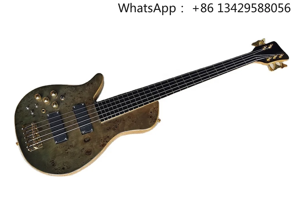 Flyoung Left Handed Bass Guitar 5 Strings Electric Bass Guitar Neck Through Body Bass Guitar