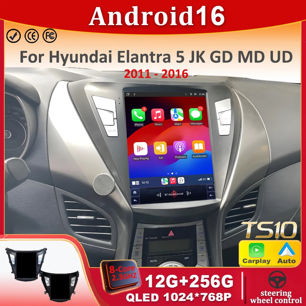 9.7 inch For Hyundai Elantra 5 JK GD MD UD 2011-2016 Android 16 Car Radio Multimedia Video Player Navigation GPS Stereo DSP WIFI