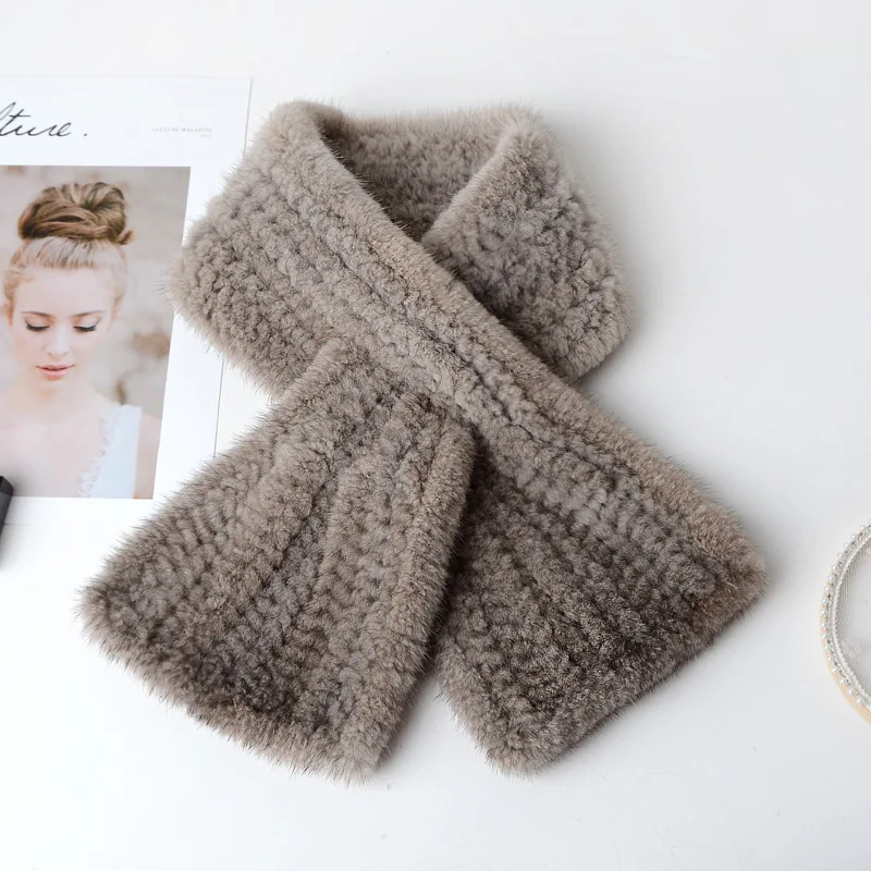 Fashion Women Winter Real Mink Fur Scarf Lady Warm Soft Genuine Mink Fur Scarf Shawl Fashion Luxury 100% Natural Mink Fur Scarf