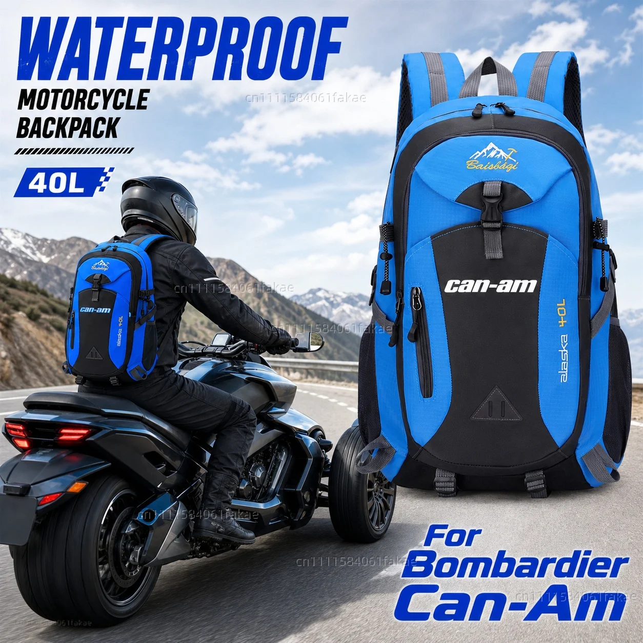 

For Can Am Outlander 1000 Ryker 900 Renegade 800 Canam Maverick X3 Spyder Motorcycle Backpack 40L Waterproof Travel Backpack