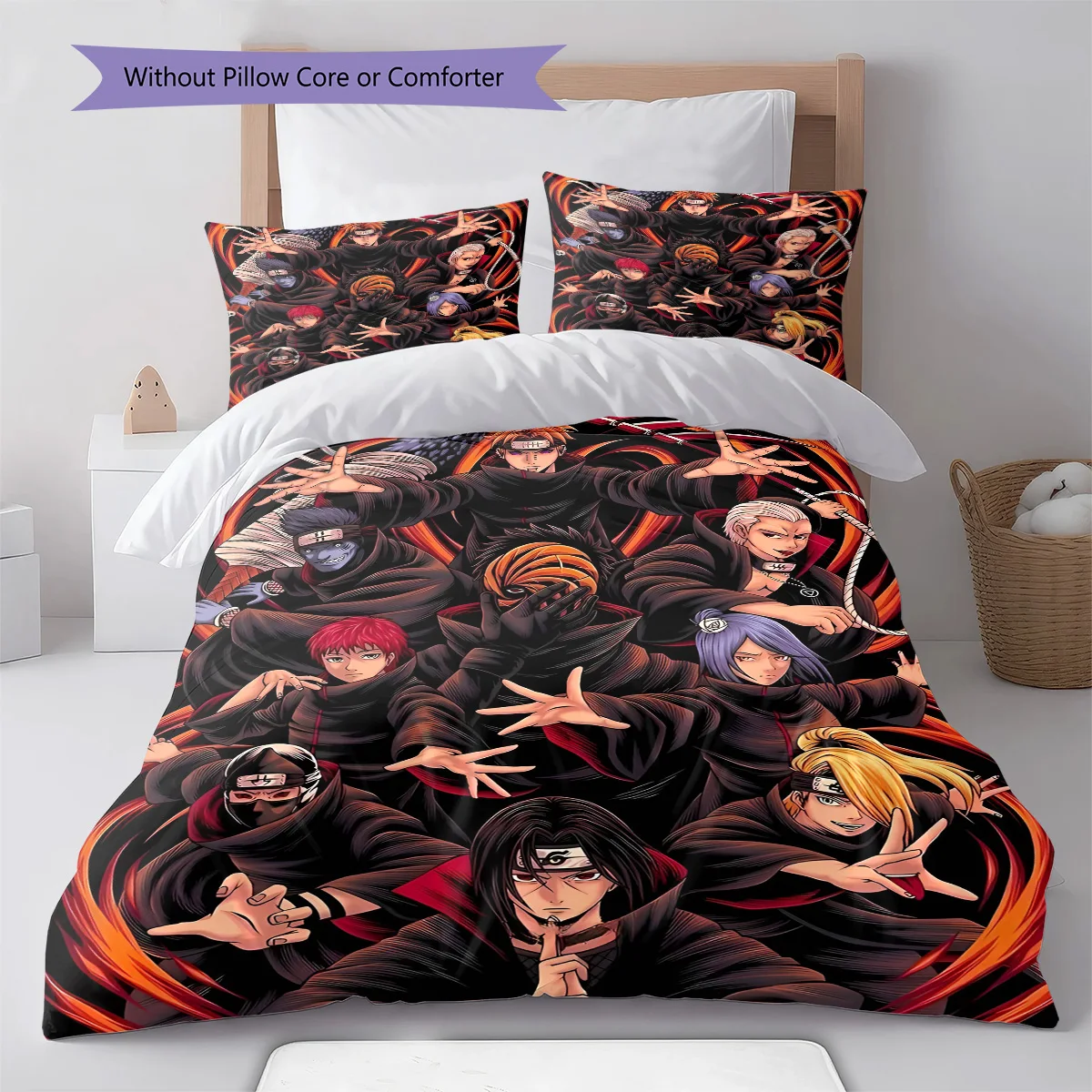 Naruto Cool Pose Bedding Set Anime Duvet Cover Polyester Soft Bed Linen Bedroom Set -QJY