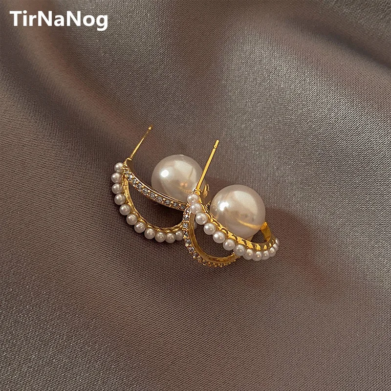 

2022 New Han Edition Fashion Classic Luxury Contracted C Shape Irregular Geometry Pearl Earring Women Jewelry Party Present