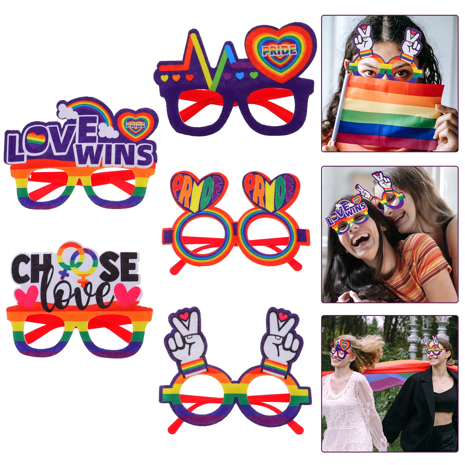 

5Pcs Festival Theme Glasses Stylish Cartoon Glasses for Role Play Party Supplies Decorative Eyeglasses for Movie Themed Events