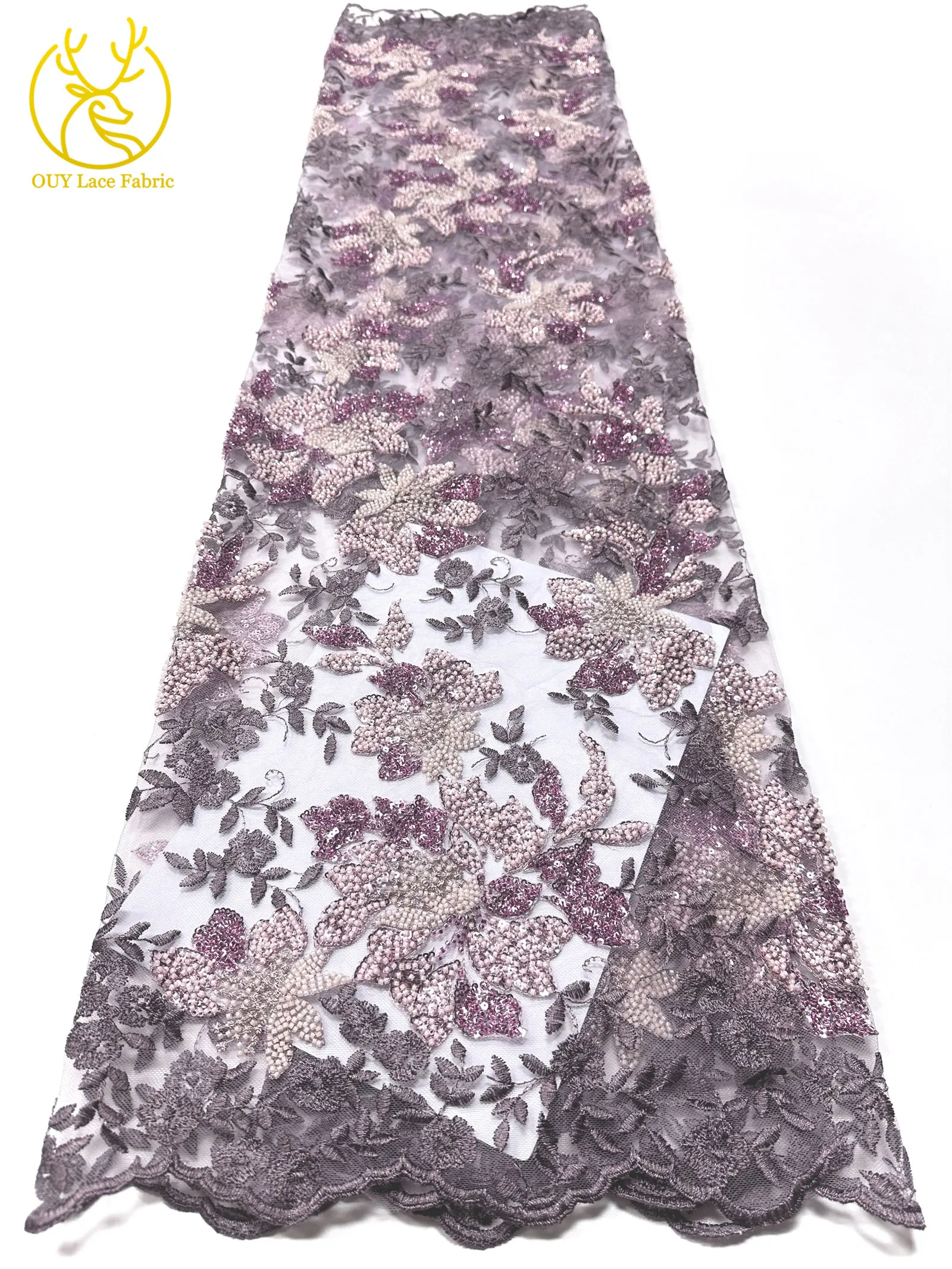 Neues Design Französische Pailletten-Stickerei Spitzenstoff 2026 Hochwertige Afrikanische Perlen-Spitze Nigerianisches Party-Abendkleid Nähzubehör – Detail 13