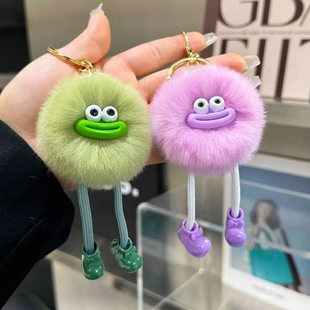 Porte-clés de voiture en fausse fourrure de lapin, fausse lontra, grande bouche, petite boule de charbon, pendentif de voiture, jouet en peluche coréen, pendentif de sac à dos, cadeau