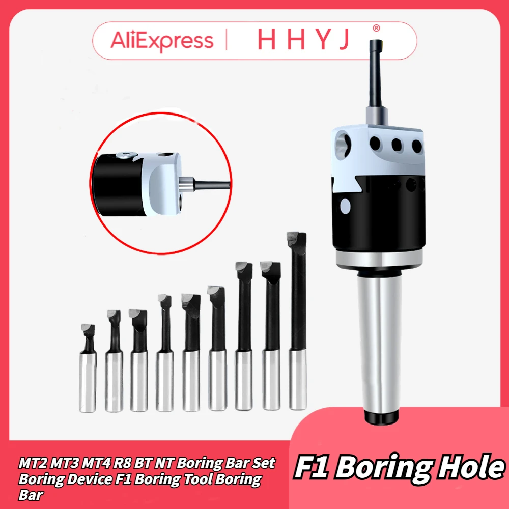 F1 Boring Hole Tungsten Carbide Bar Boring Head MT2 MT3 MT4 R8 BT NT Boring Bar Set Boring Device F1 Boring Tool Boring Bar Set