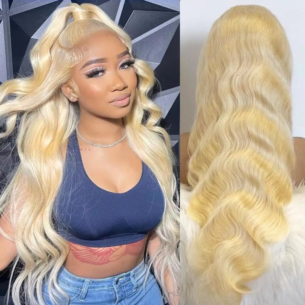 Rosabeauty 613 HD Transparent Body Wave 13x6 Blonde Lace Front Human Hair Wigs 250 Density 13X4 Frontal Wig Preplucked For Women