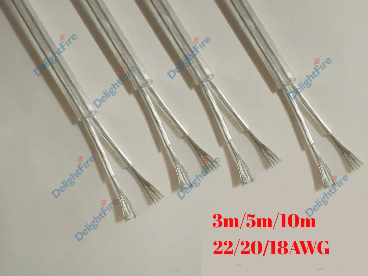 

22 20 18AWG Tinned Copper Transparent Wire Flexible Power Supply Cables 2 Core Electronic Audio Wire for Speaker Crystal Lamps