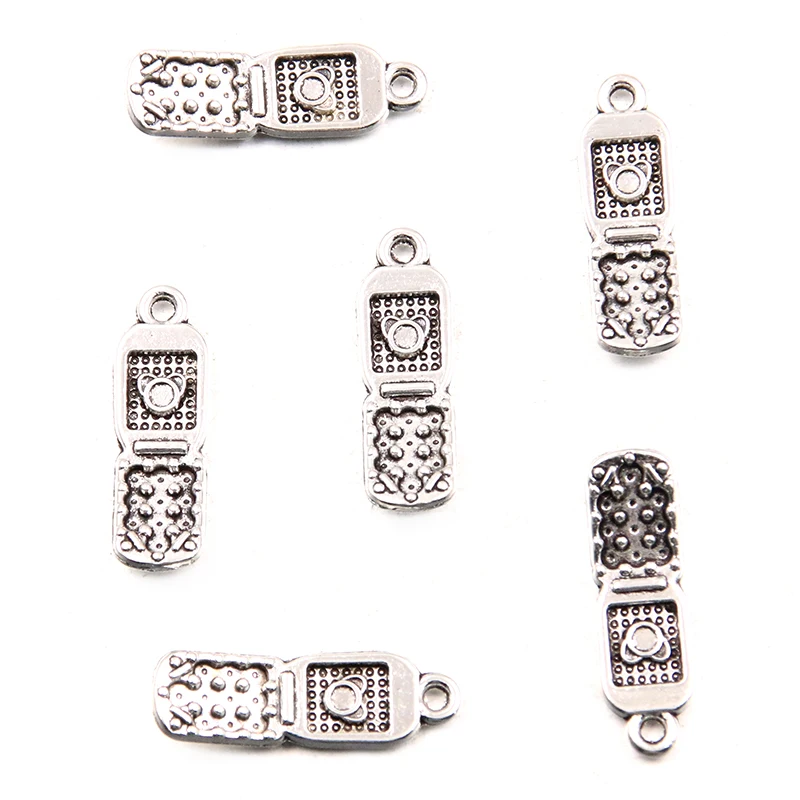 10PCS 9*27mm Picture Color Cellphone Mobile Charms Pendant Metal Alloy DIY Necklace Bracelet Earrings Marking