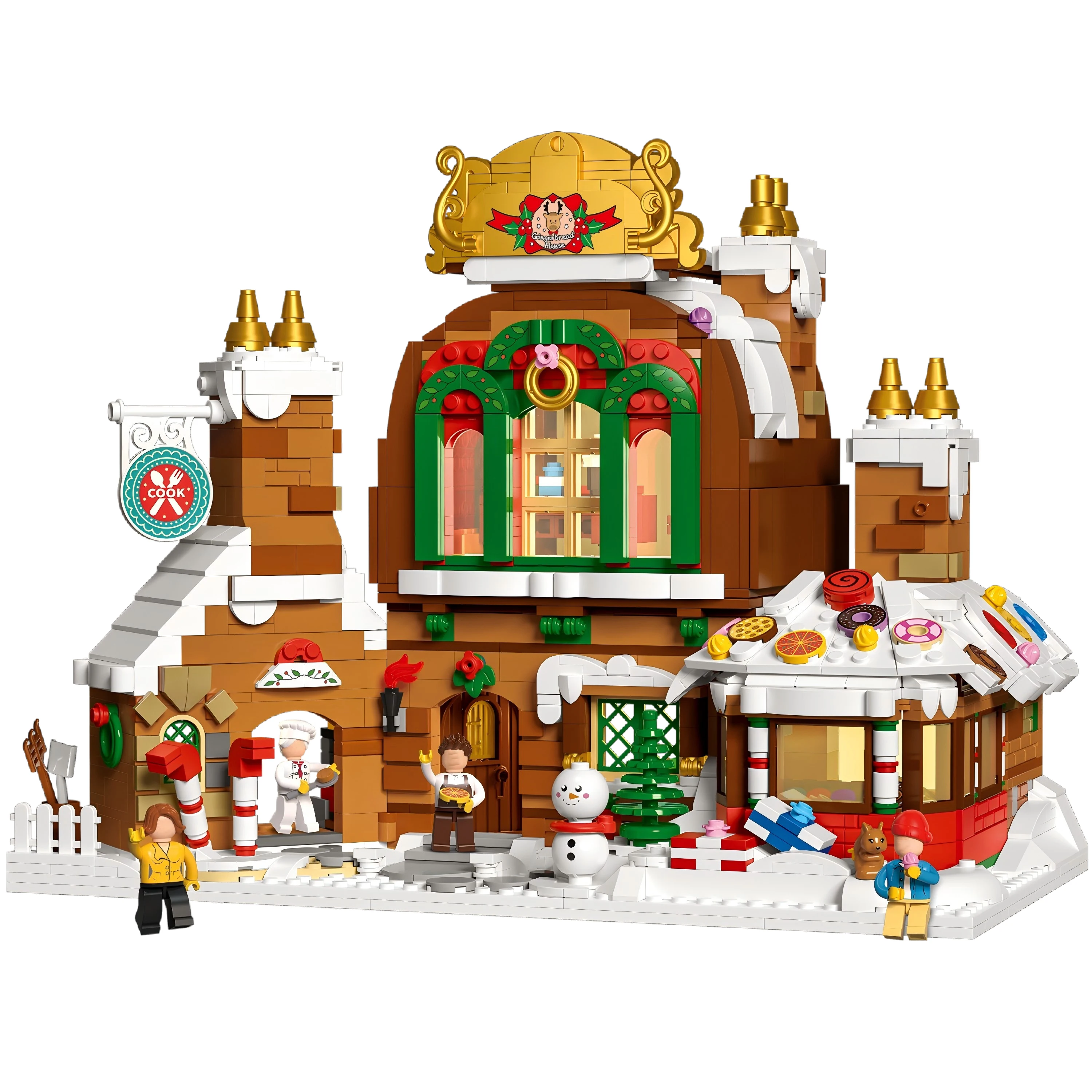 DIY kersthuismodel bouwstenen, montageset voor vakantiespeelgoed voor kinderen, kerstcadeau, kerstversiering voor thuis op het bureau