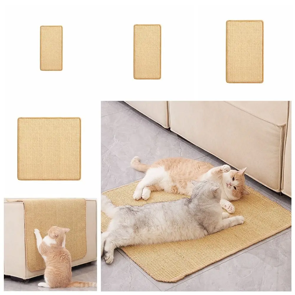 Natural Sisal Cat Scratcher Mat Horizontal Oatmeal Cat Floor Scratching Pad Rug Protect Carpets and Sofas Multisize