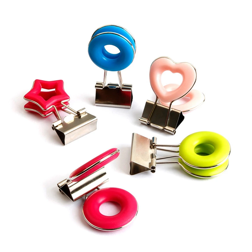 12 Pcs Binder Clips Paper Clamps 4 Colors Paper Binder Clip Long Tail Clip with Holess Metal Fold Back Clips with Box