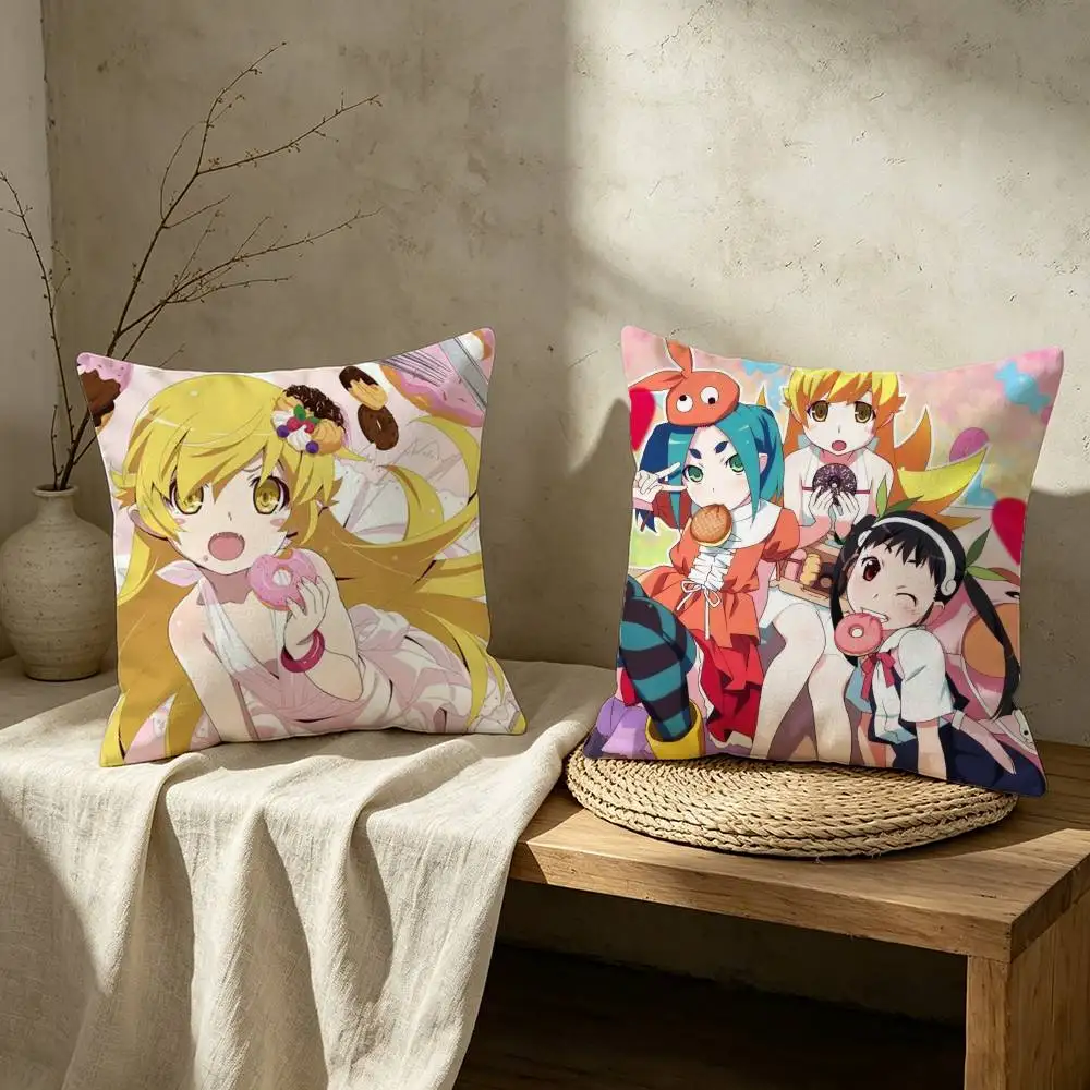 Oshino shinobu monogatari series Pillow Case for Sofa Living Room Home office Decor Protective Cover