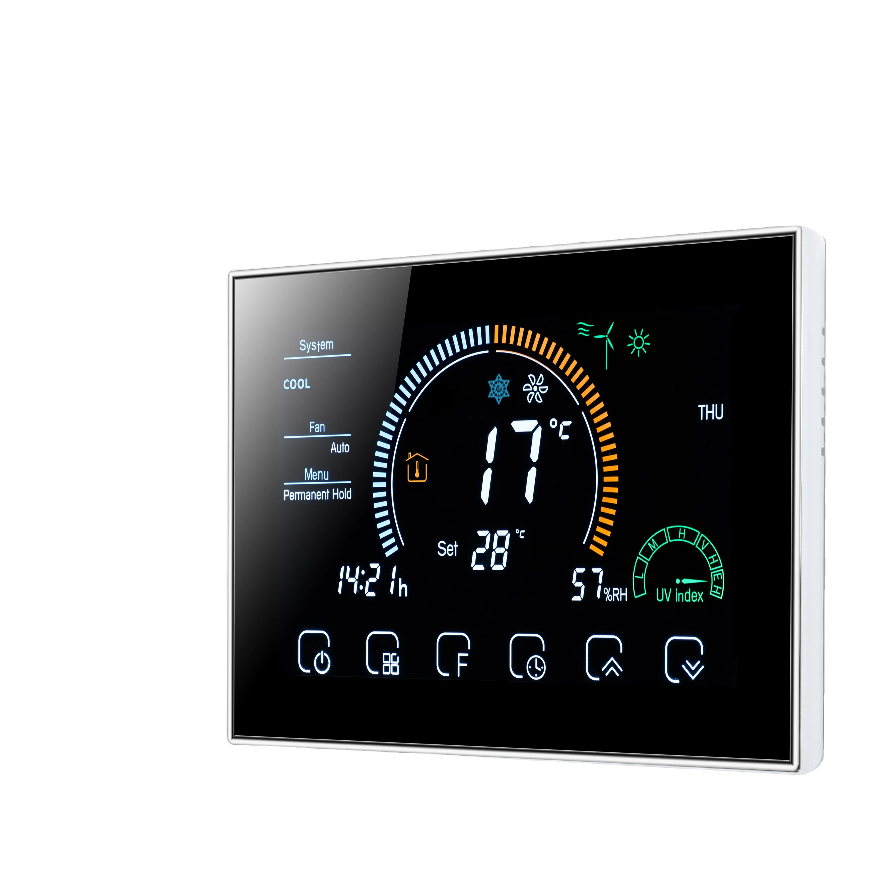 

RSH Tuya WiFi Smart Central Air Conditioner Thermostat with 3-Speed Fan 5+1+1 Programmable 42-122F Temperature Control