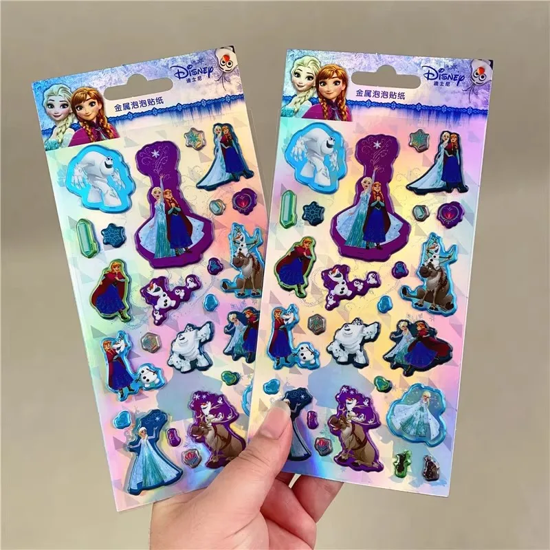 Disney Frozen Elsa Anna Olaf Metal Three-Dimensional Bubble Sticker Diy Phone Case Computer Water Cup Camera Girl Christmas Gift