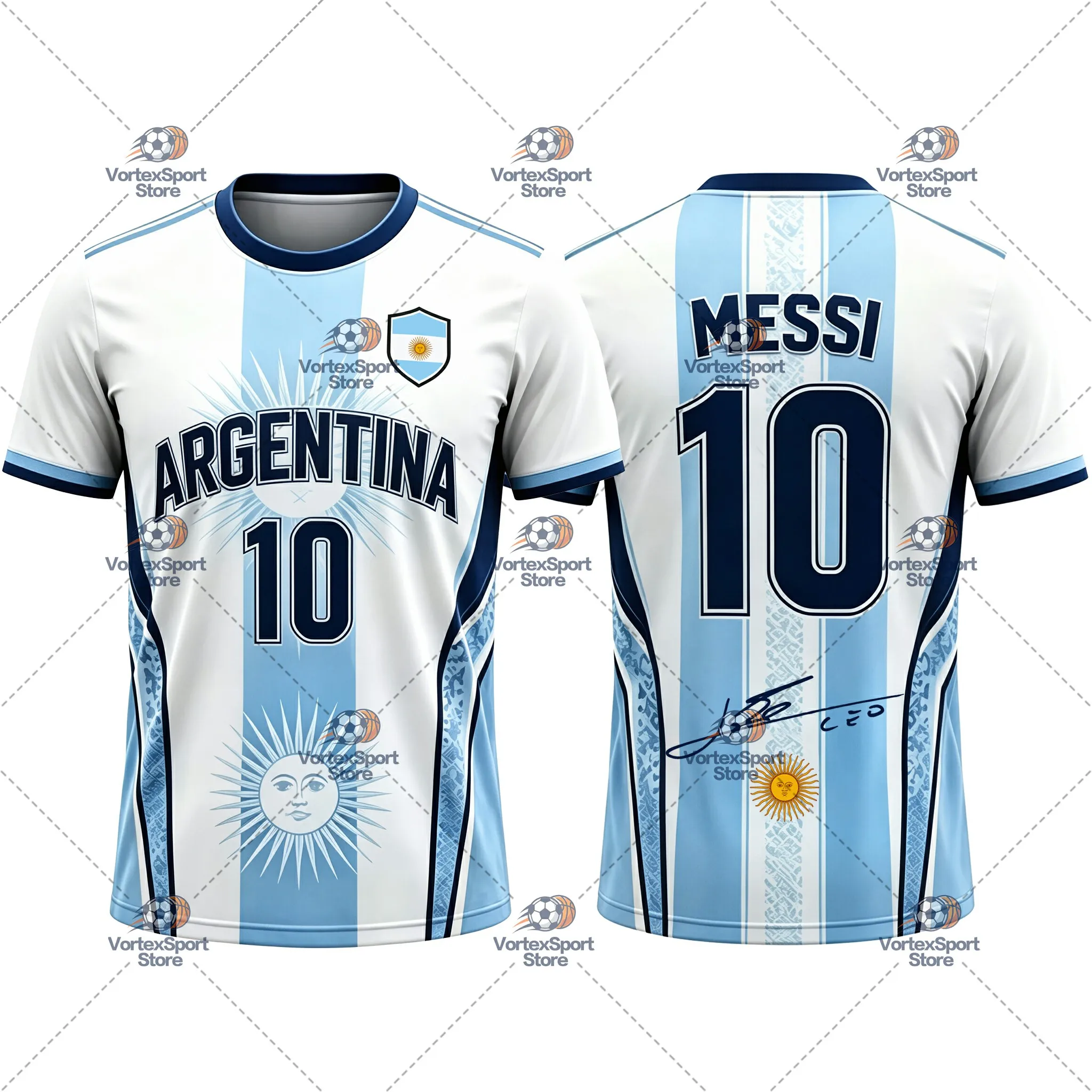 Argentinien, Kinder, Messi, Nr. 10, schnelltrocknendes Fußball-T-Shirt, Herren, alle Größen, kurzärmelig, Rundhalsausschnitt, für den täglichen Fußball-Trainingssport. – Detail 9