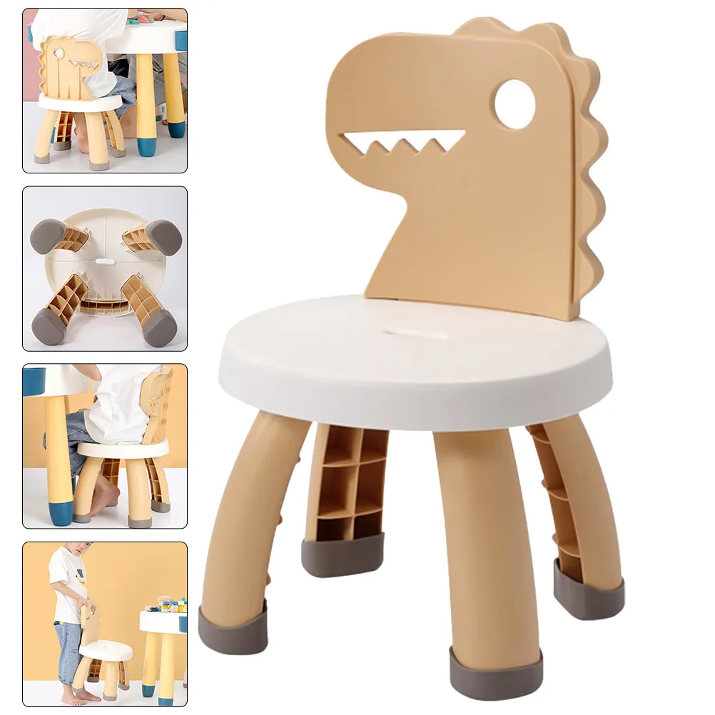 

Kindergarten Children Back Chair Cartoon Dinosaur Anti-Fall Toddler Stool Lightweight Plastic Kids Sitting Stool for Preschool