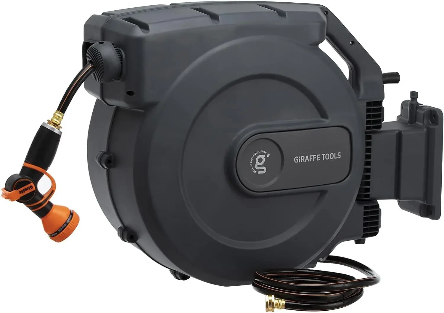 Retractable Garden Hose Reel 1/2 Inch x 155 with 5 ft Leader Hose, Heavy Duty, Any Length Lock, Slow Return System, Wall Mounted