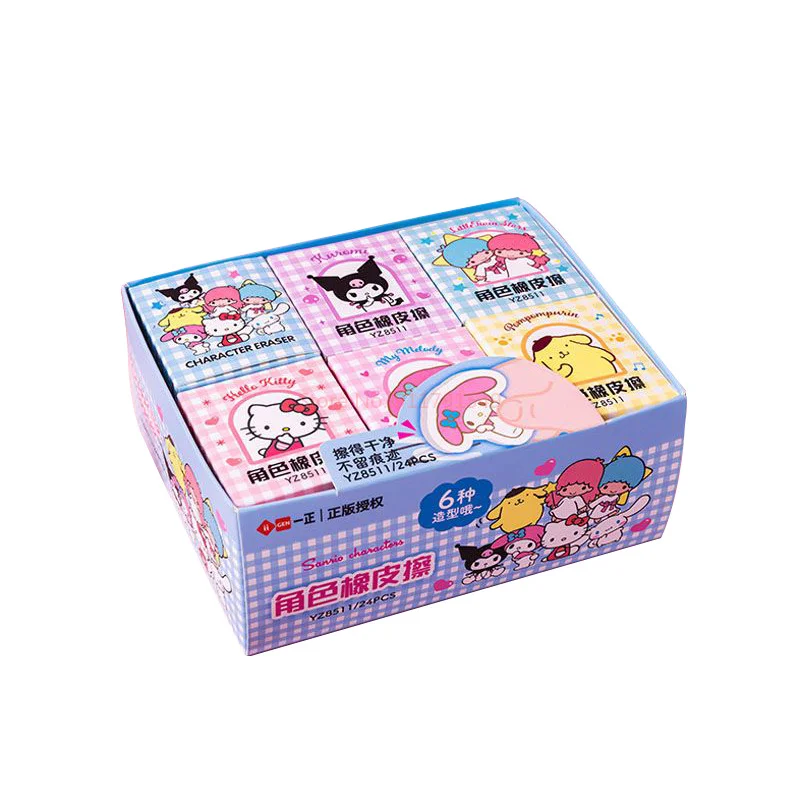 6pcs Sanrio Gum Blind Box Kawaii My Melody Kuromi Creatieve Rubber Gum kinderen Kantoorbenodigdheden Gift Briefpapier