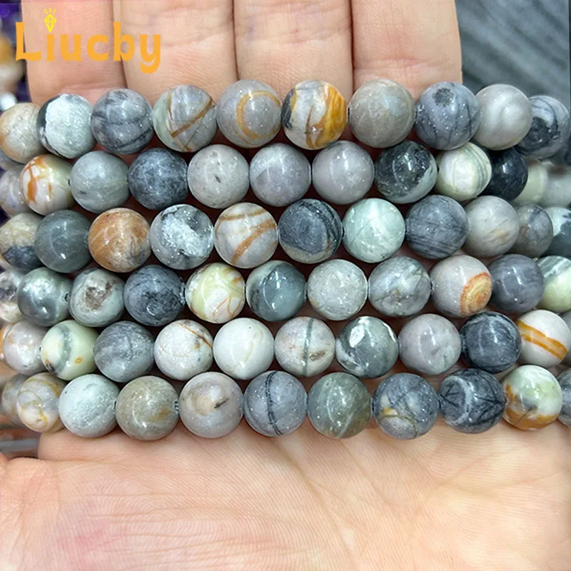 Naturstein Gelb Picasso Jaspis HandmadeBeads Für Schmuck Machen DIY Zubehör Charm Armband 15" Großhandel 4/6/8/10/12mm – Detail 6