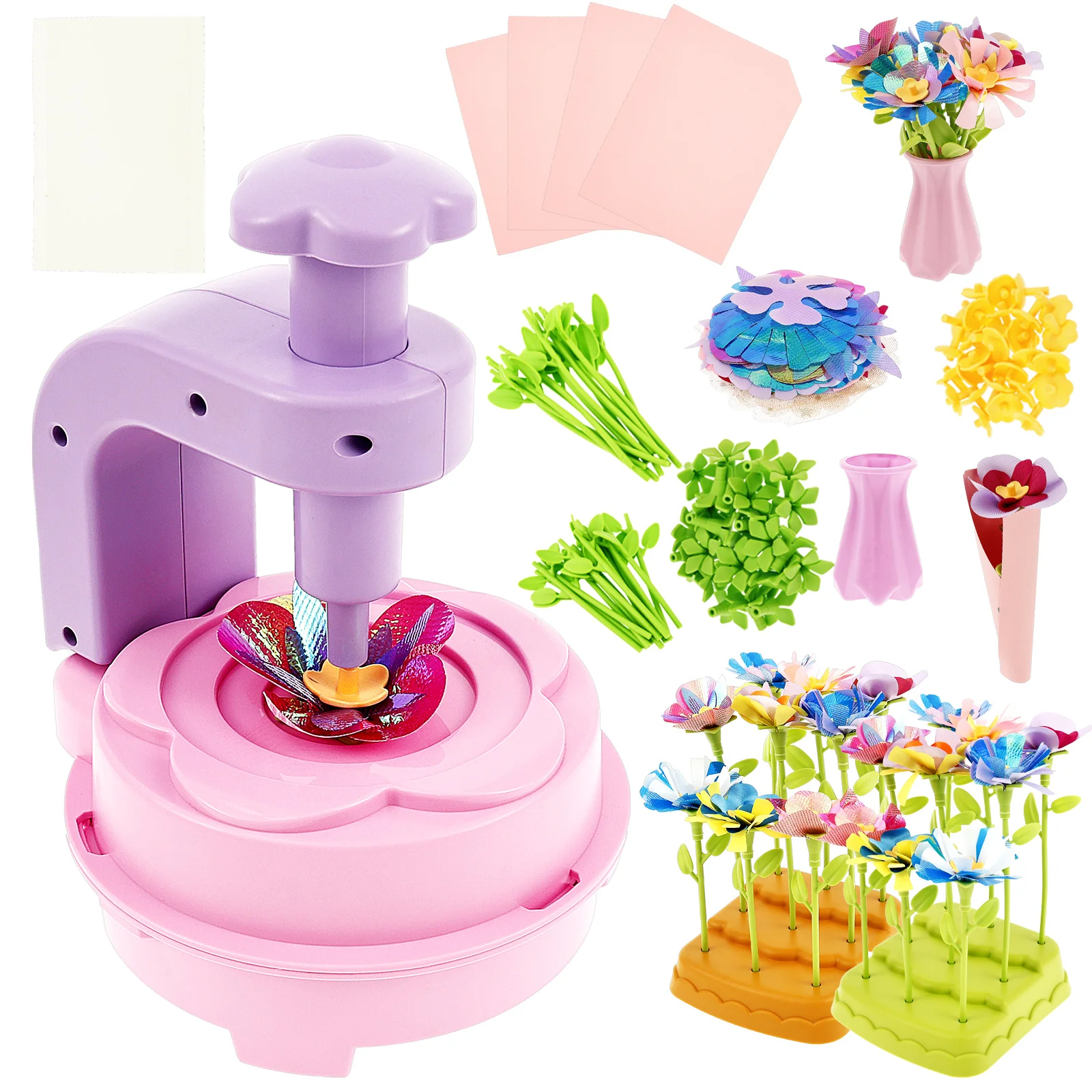 

DIY Flower Art Craft Set Creative Fabric Flower Bouquets Toy Funny DIY Floral Making Activities Toy for Kids Over 3 Years Old