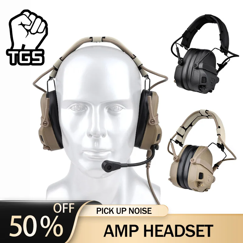 APM Auriculares tácticos con cancelación de ruido y PTT airsoft - imagen 3