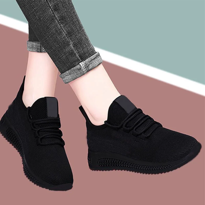 Spring/Summer Fashionable Solid Color Breathable Round Toe Sneakers Women's Casual and Comfortable Thick Sole Soft Sports Shoes image 6