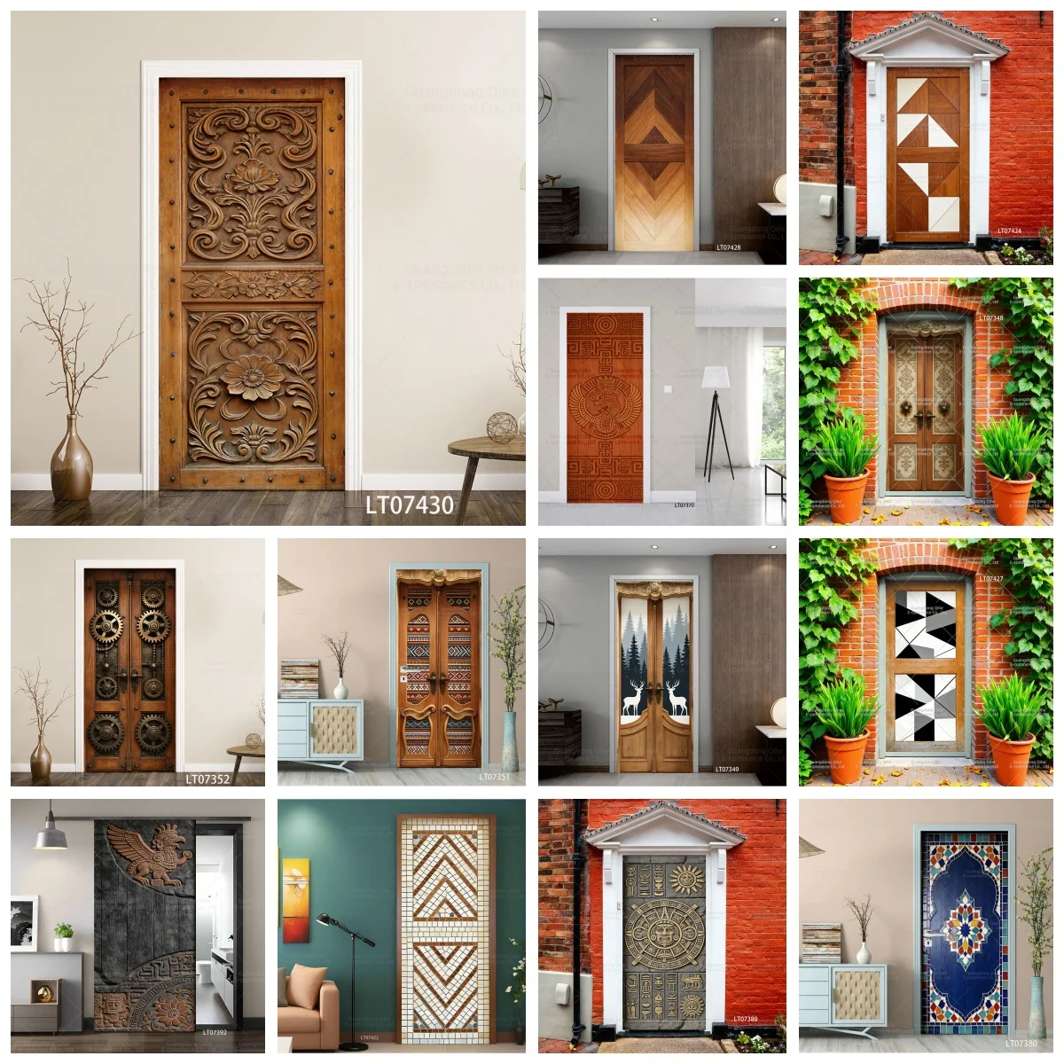 

3D Retro Wood Door Wrap Stickers Self Adhesive Vintage Wooden Door Cover Peel Stick Removable Home Decor Door Mural Decal
