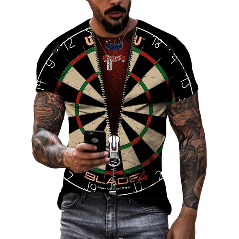 

Summer New Creative Darts Game graphic t shirts 2023 Men Fashion Casual Hip Hop harajuku Printed O-neck Short Sleeve Tees Tops