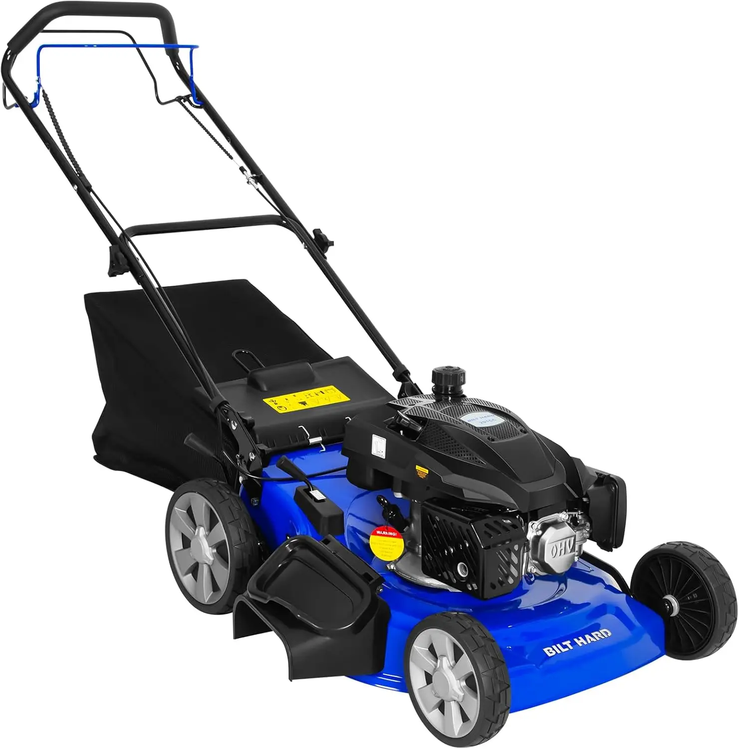 21 Inch Self Propelled Lawn Mower, 3-in-1 Gas Lawnmower with 201cc 4-Cycle Engine, Bagging, Mulching and Side Discharge, Adjusta