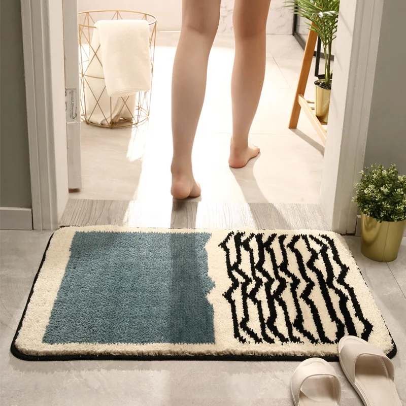 

Modern Simple Tufting Bath Mat Hallway Entrance Doormat Living Room Rugs Home Kitchen Absorbent Carpet Anti Slip Bathroom Mats