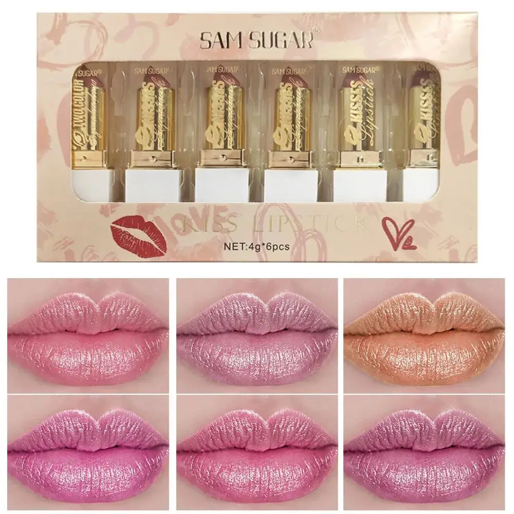 Juego de brillo de labios nacarado a prueba de transferencia, lápiz labial brillante hidratante, bálsamo mate resistente a las manchas