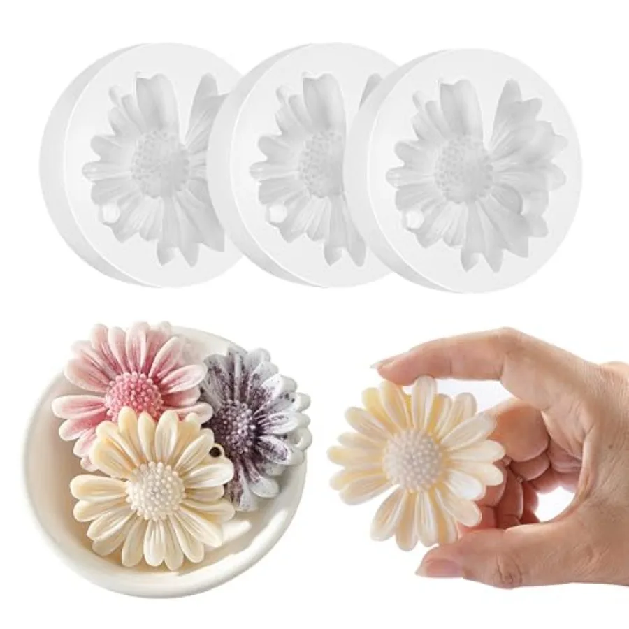 

Daisy Flower Silicone Candle Mold Moldes para Velas for Candles Handmade Soaps Bath Bombs Lotion Bars Resin Crafts Concrete Dec