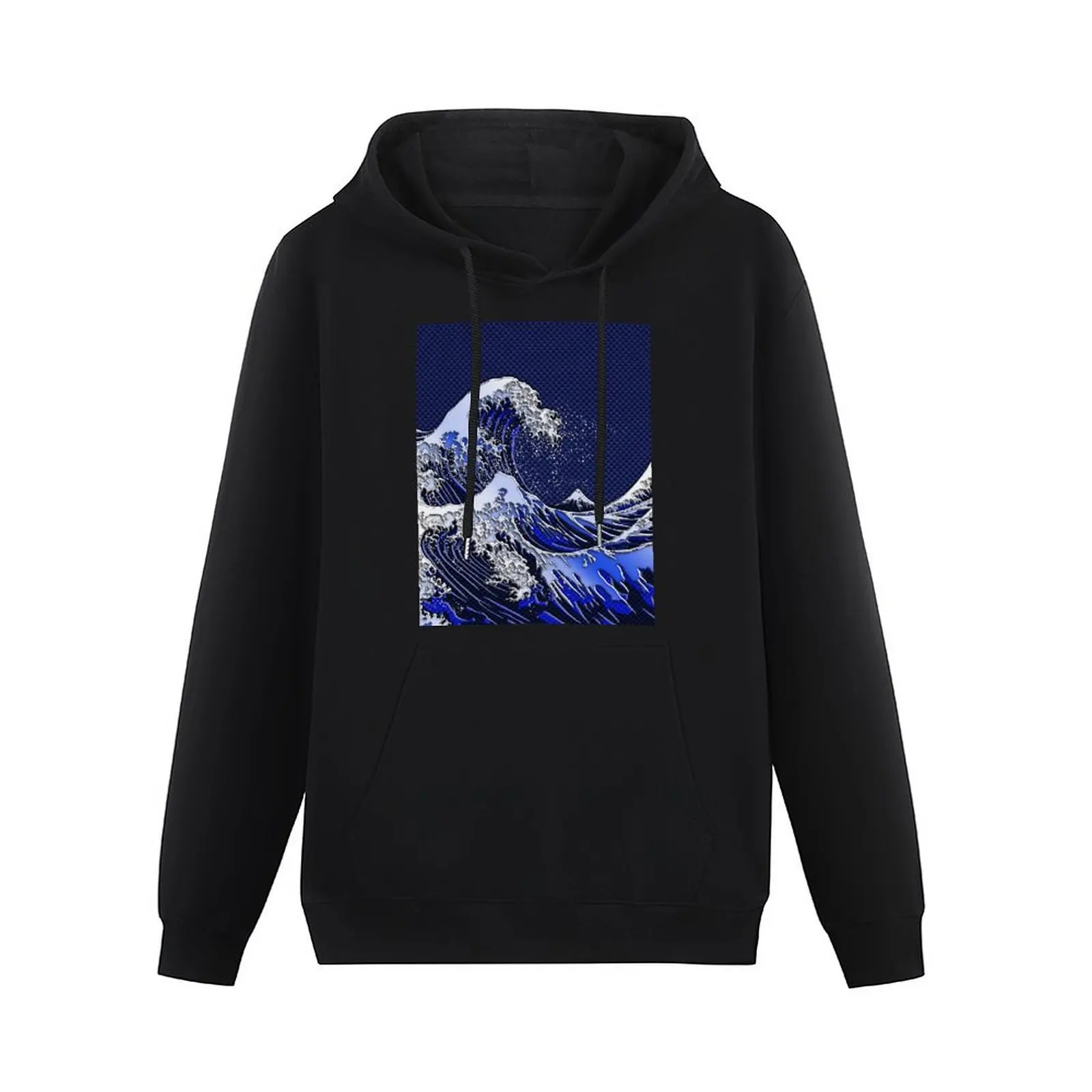 The Great Hokusai Wave chrome carbon fiber styles Pullover Hoodie korean style clothes men's winter sweater mens hoodie