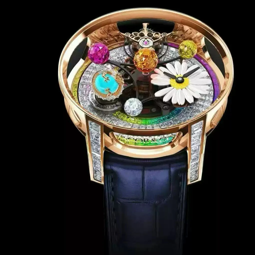 Customized limited edition celestial tourbillon watch,mechanical full disc rotatable watch,dual movement,small ugly orange watch