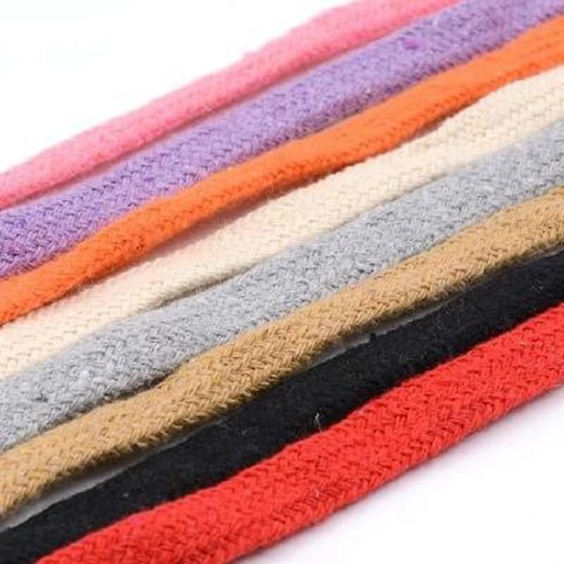 10mm Cotton Rope Hollow Flat Twisted Woven Cord Multicolor String Waist For Bag Handmade Craft DIY Home Textile Sewing 5yards