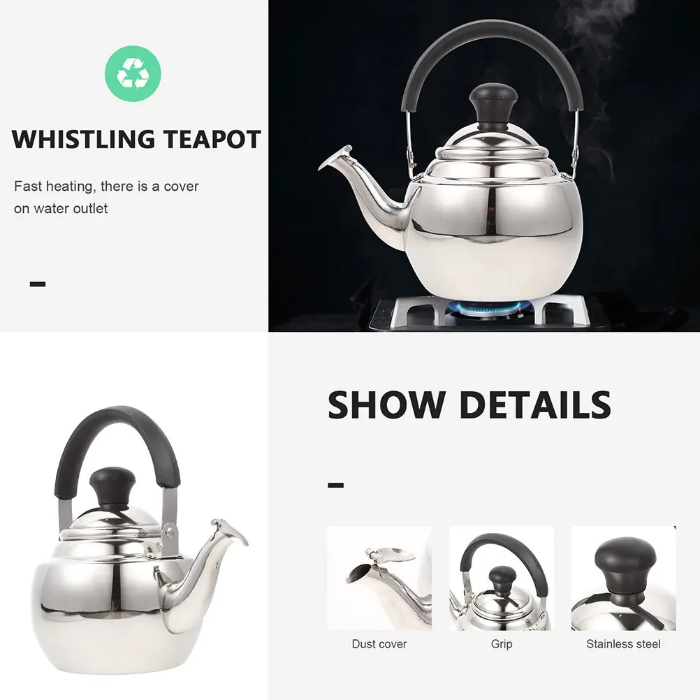 

Stainless Steel Stovetop Large Capacity Pots Wear Resistant Coffee Kettle Comfortable Handle Household Tea Pot Daily Use Water
