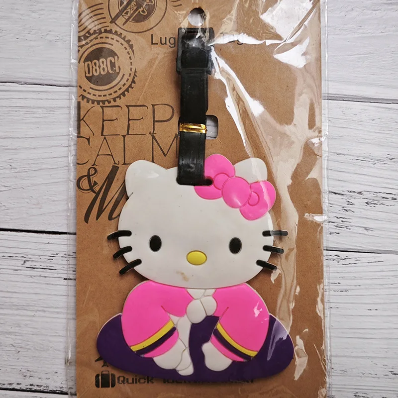 Anime Sanrio Cute Hello Kitty Luggage Tag Travel Accessories Doll Cartoon Model Pendant Portable Label Identification Kids Toys