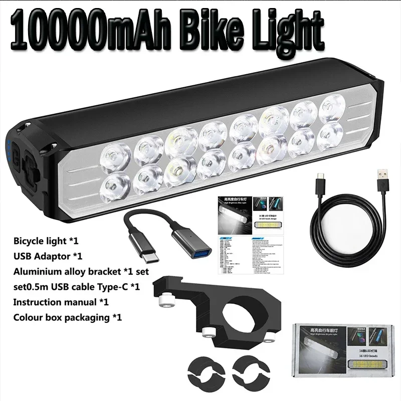 Bicycle Light Front 6000Lm Headlight Bike Lamp 10000mAh IPX5 Waterproof USB Charging Road MTB Flashlight for Bike Accessories