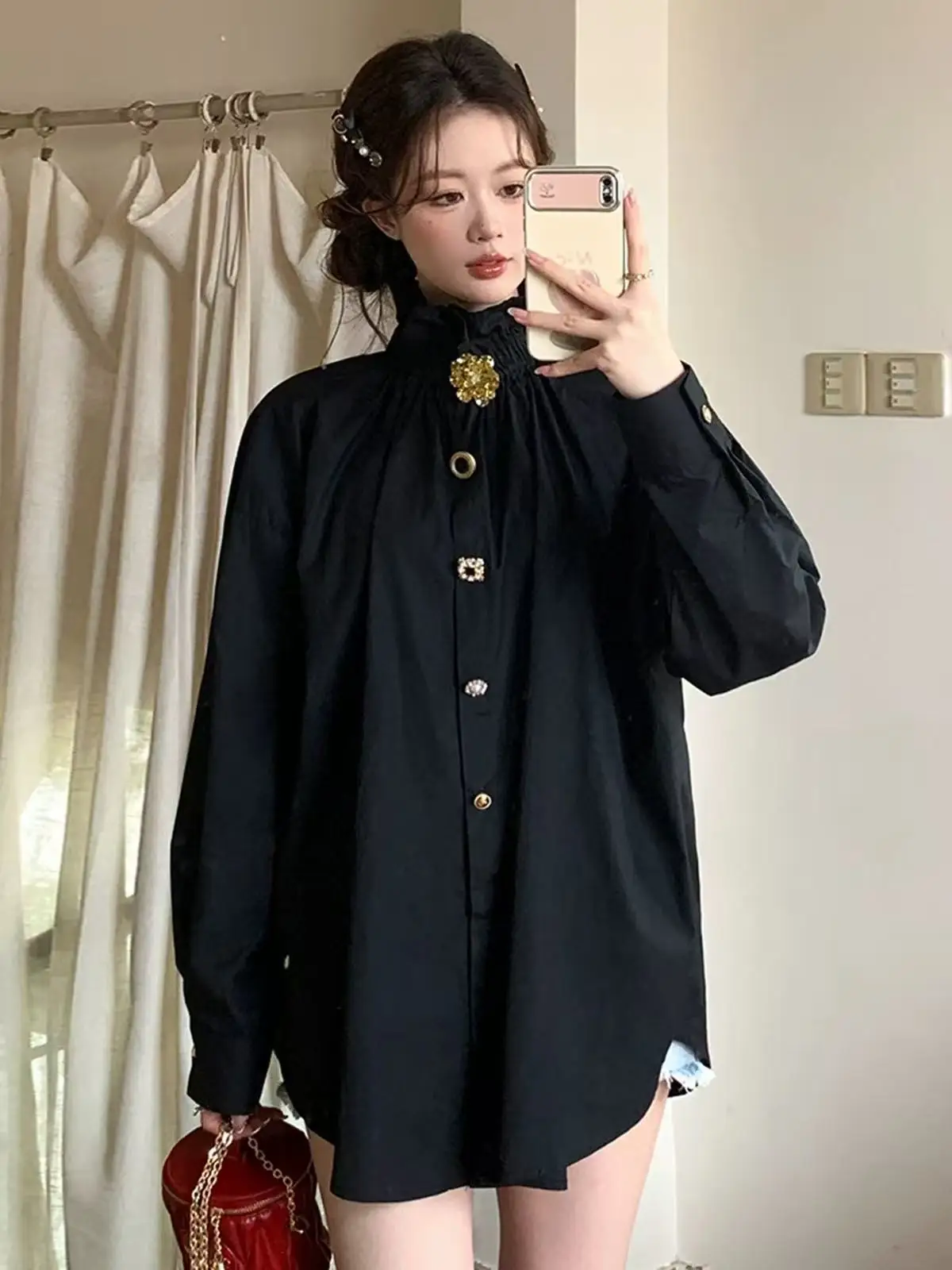 2026 Primavera Autunno Camicette di cotone Camicie per la tendenza delle donne Dolce camicia carina Top Blusas Office Lady Camicetta Top Abbigliamento donna