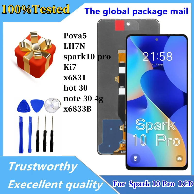 Tested LCD  For Infinix Tecno Spark 10C 10 Pro LCD KI5k Display Screen Touch Digitizer For Tecno Camon 19 Neo 19 pro 4G 5G LCD