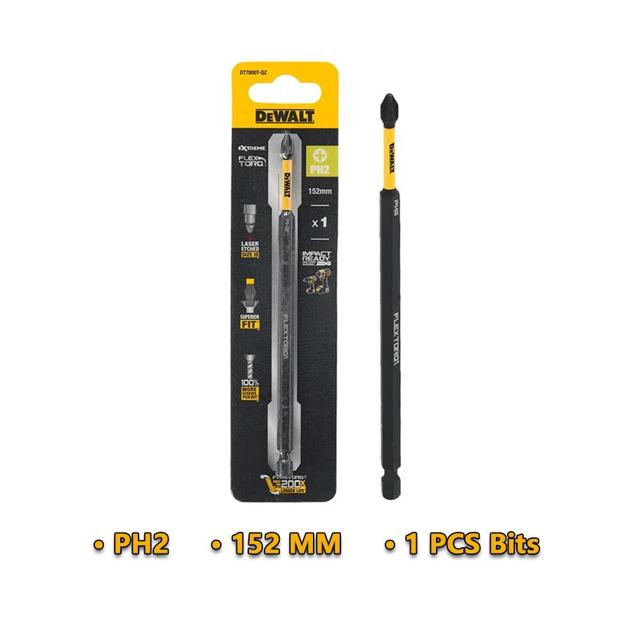 DEWALT 1/2/5/10PCS PH2 152mm Original Impact Screwdriver Bit High Hardness Electric Screwdrivers Drill Extended DT7800T